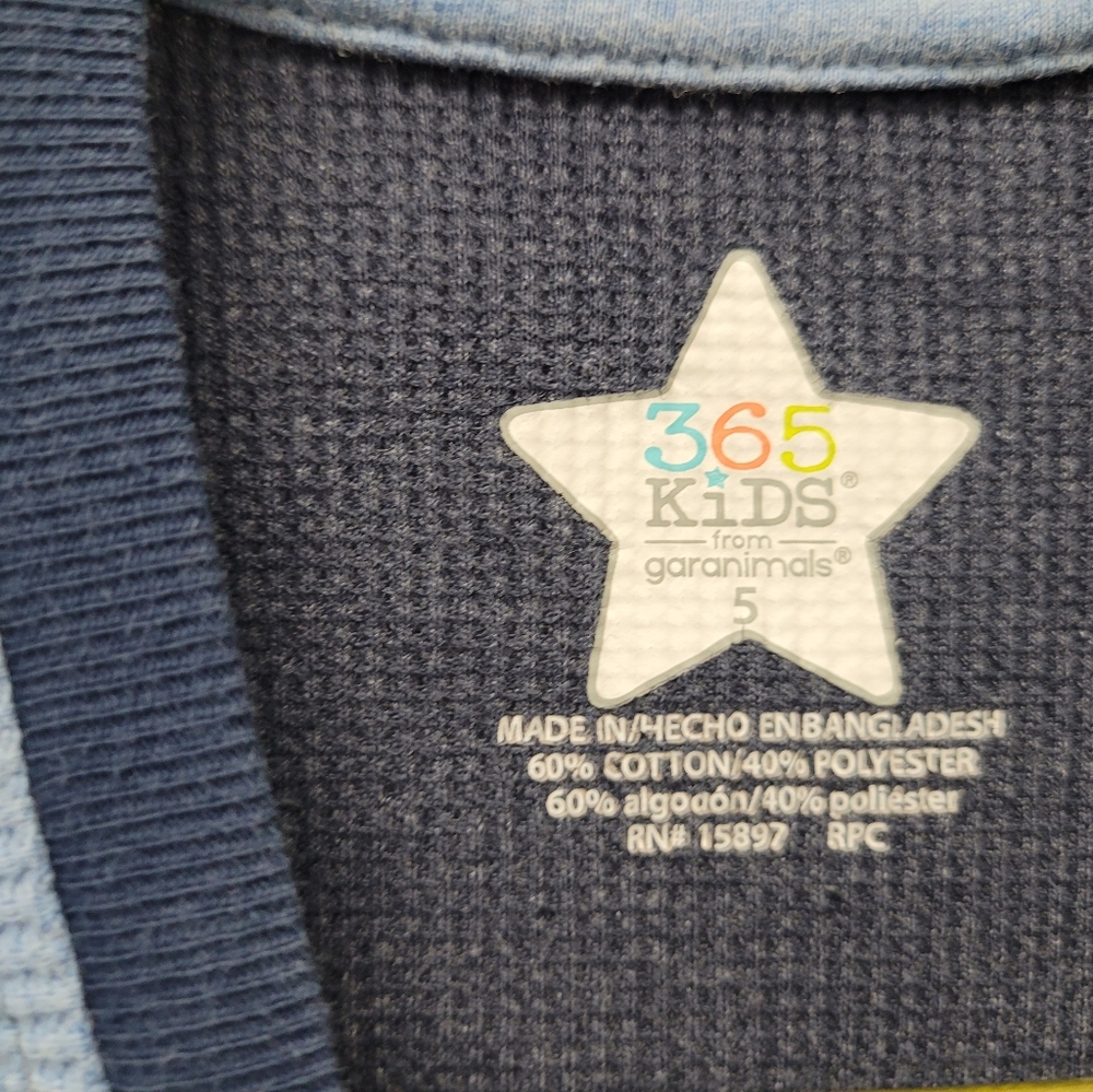 Boys 365 Thermal Long Sleeve Shirt Size 5 Two-Tone Blue - Picture 2 of 6